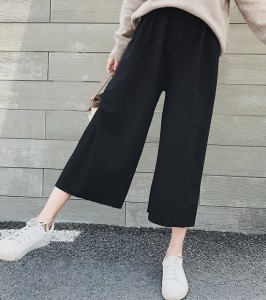 螺紋休閒高腰寬褲-DoubleBear