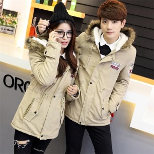 冬款保暖羊羔情侶軍裝外套-DoubleBear
