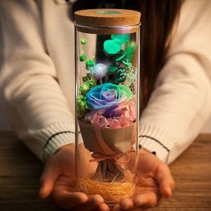 浪漫告白燈光永生花-DoubleBear