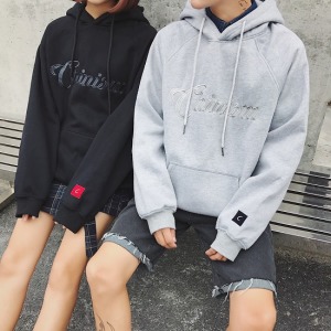 月亮代表我的心英字刺繡情侶帽T-DoubleBear