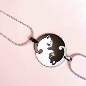 黑白配貓咪情侶對鍊-DoubleBear