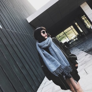 韓國仿羊絨毛流蘇圍巾-DoubleBear