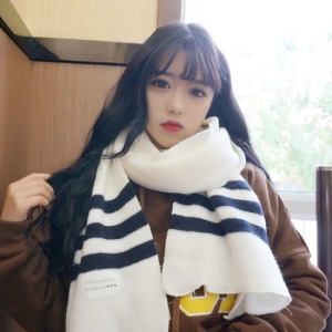 三條紋情侶百搭圍巾-DoubleBear