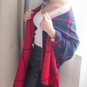 兩用雙色雙面披肩圍巾-DoubleBear