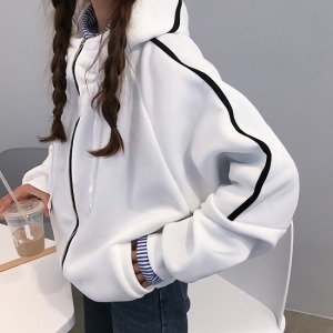 女神運動風線條連帽外套-DoubleBear