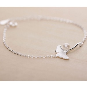 浪漫珍珠銀杏葉手鍊-DoubleBear