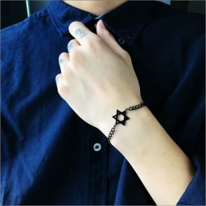 帥氣六芒星鈦鋼手鍊-DoubleBear