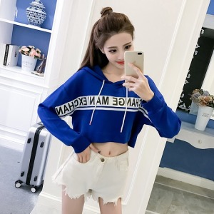 酷妹嘻哈英字短版帽T-DoubleBear