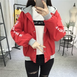 中性英字灰帽棒球外套-DoubleBear