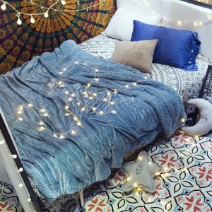 珊瑚法蘭絨羊羔保暖毛毯-DoubleBear