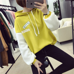 白袖不撞衫拼布長袖連帽T-DoubleBear