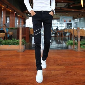 搖滾雙拉鍊小腳長褲-DoubleBear