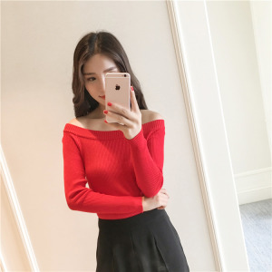 簡約一字領長袖上衣-DoubleBear