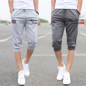 國旗刺繡棉質五分褲-DoubleBear