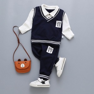 數字印花休閒長袖套裝-DoubleBear