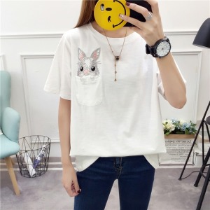 大眼萌兔探出口袋短袖上衣-DoubleBear