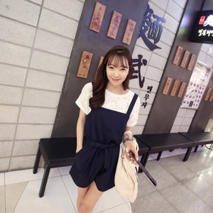 氣質風綁繩吊帶短褲-DoubleBear