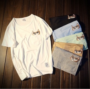 耍狠小貓咪口袋短袖上衣-DoubleBear