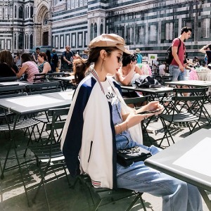 百搭線條立領棒球外套-DoubleBear