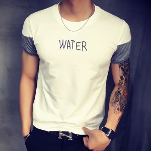 WATER MAN型男袖口拼接短T-DoubleBear