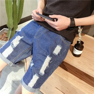 百搭中筒刷破牛仔短褲-DoubleBear