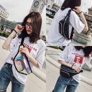 時尚鐳射款側背腰包-DoubleBear