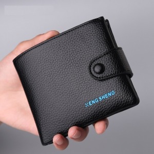 男士摺疊鈕扣型短夾-DoubleBear