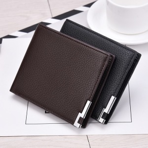 素面壓紋銀扣簡約皮夾-DoubleBear