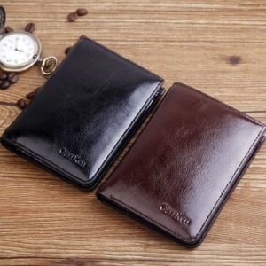 復古油蠟拉鍊扣短夾-DoubleBear