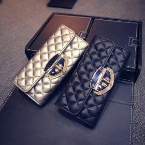 貴婦菱格多卡位長夾-DoubleBear