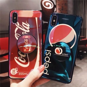 人氣氣泡飲料紅藍支架手機殼
