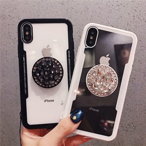 奢華水鑽支架透明手機殼-DoubleBear