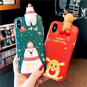 應景聖誕節馴鹿白熊立體手機殼-DoubleBear