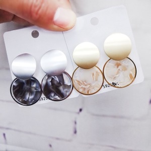 韓妞最愛貝殼大理石耳環-DoubleBear