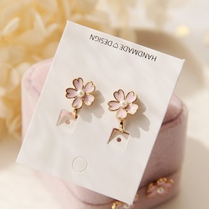 春心蕩漾粉櫻花925耳環-DoubleBear