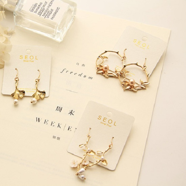 宮廷金枝玉葉925銀針耳環-DoubleBear