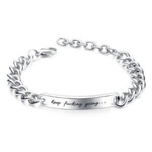 低調不爽英字鈦鋼手鍊-DoubleBear