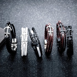 亞馬遜個性船錨皮質手環-DoubleBear