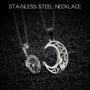 陰晴圓缺我愛你項鍊(一對)-DoubleBear