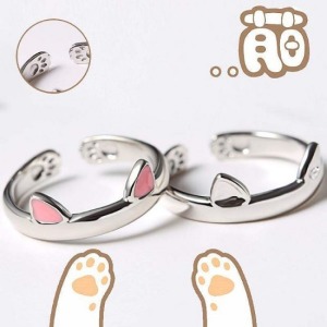 立體貓耳爪爪戒指-DoubleBear