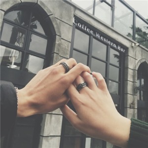 日韓六字箴言轉運情侶戒-DoubleBear