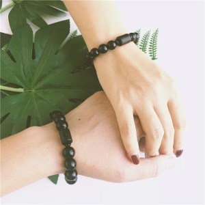 龍鳳黑曜石串珠情侶手鍊-DoubleBear