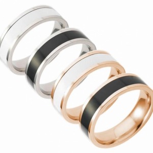 滴油電鍍黑白簡約戒指-DoubleBear