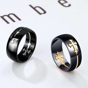 可拆十字架鈦鋼戒指-DoubleBear