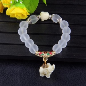 泰國白水晶小象幸運手鍊-DoubleBear