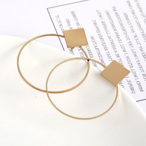 金屬大圓圈混搭幾何風耳環-DoubleBear