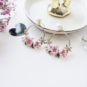 網紅同款軟陶珍珠花朵耳環-DoubleBear