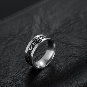 錯綜圖騰鈦鋼戒指-DoubleBear