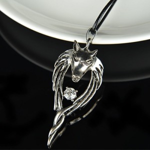 個性狼頭鑲鑽合金項鍊-DoubleBear