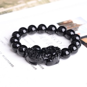 天然黑曜石貔貅手鍊-DoubleBear
